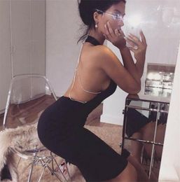 Casual Dresses European And American-Style Hip-Wrapped Backless Dress Women's Sexy Sleeveless