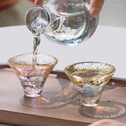 Wine Glasses JINYOUJIA Japanese Handmade Crystal Sake Glass Cup Color Gold Foil Pattern Liquor Japane Style Wedding Couple Cups