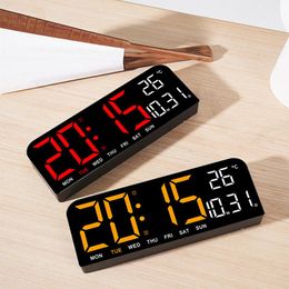 Large Digital Wall Clock Temperature and Date Week Display Night Mode Table Alarm Clock 12/24H Electronic LED Clock Timing Func