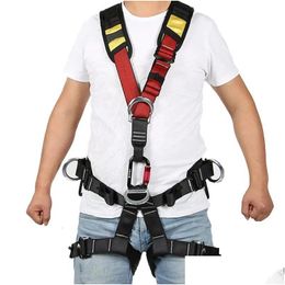 Climbing Ropes Professional Rock Harnesses Fl Body Safety Belt Trees Anti Fall Removable Gear Altitude Protect Survival Kit Drop Deliv Othie