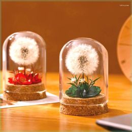 Decorative Flowers Cloche Bell Jar Glass Display Dome With Cork Base Mini Bottles Jars For Dandelion Storage Home Party Decor