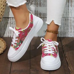 Casual Shoes Mid Heel Lace-up Comfortable Sneakers Mixed Colours Mesh 2024 Fashion Women's Spring/Autumn Sewing Vulcanize