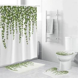 Shower Curtains 4Pcs/Set Curtain 180 180cm Non-Slip Rug Toilet Lid Cover Bath Mat For Bathroom
