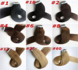 100g 40pcs Glue Skin Weft Tape in Hair Extensions 18 20 22 24inch Brazilian Indian Human Hair Extensions2236493