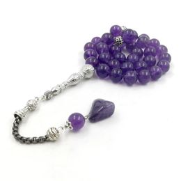 Tasbih Natural Amethyst Muslim women prayer Beads Islamic purple Misbaha arabic fashion gift for eid turkish Jewellery accessories 240408