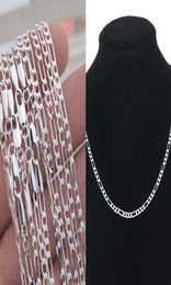 20pcs 925 Solid Sterling Silver Chains 2MM Women039s Figaro Link Necklace 16quot30quot9564034