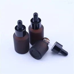 Storage Bottles 200pcs/lot 15ml 30ml Eye Dropper Drop Frosted Amber Oblique Glass Liquid Pipette Bottle Refillable