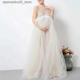 Maternity Dresses Pregnant womens white lace dress baby shower maternity photography props maternity clothing Q240413