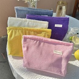 women Cosmetic Bag Cotton Cloth Makeup Pouch Hand Travel Bag Lipstick Organiser Case Zipper Pouch Corduroy Makeup Bag