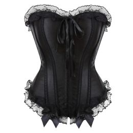 Victorian Corsets Gothic Lace Trim Bustiers Plus Size Steampunk Corsetto Breathable Thin Boned Basque Dance Party Costumes