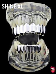 18k Gold Plated Hip Hop 8 Top 6 Bottom Platlnum Grillz Custom Fit Rock Style Grills Set Body Jewelry263R78889811680058