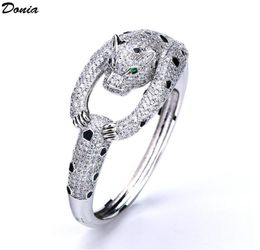 Donia jewelry luxury bangle European and American fashion exaggerated ferocious leopard copper microinlaid zircon design bracelet2407229