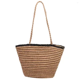 Shoulder Bags Women Casual Woven Basket Bag Large Capacity Weave Bucket Bohemian Style For Vacation