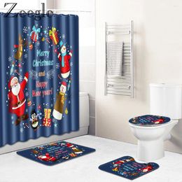 Bath Mats Zeegle Christmas Curtain Shower Anti-slip Bathroom Carpet Toilet Rug Absorbent Foot Mat Washable Set