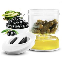 Storage Bottles Pickle And Olive Hourglass Jar With Strainer Flip Juice Separator Container For Airtight Food