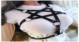 Belts Woman Pentagram Punk Style PU Leather Harness Bra Body Bondage Caged Bralette Gothic GartersBelts1777806