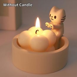 Cute Kitten Candle Holder Warming Paws Resin Aromatherapy Candlestick Creative Cat Candle Holder Gift Crafts Home Decoration