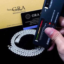 قلادة مصممة قلادة كوبية رابط القلادات تمر اختبار الماس 8-14 ملم واسعة Gra Moissanite Gold Serling Sier Link Chain for Men Hip Hop Stains
