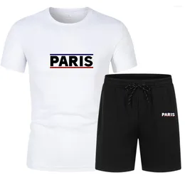 Men's Tracksuits Sets Short-Sleeved T-shirt Sportswear 2024 Summer Round Neck Shorts Casual Basketball Clothing