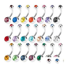 Navel & Bell Button Rings Stainless Steel Belly Crystal Rhinestone Body Piercing Bars Jewlery For Womens Bikini Fashion Jewelry Drop Dhc3G