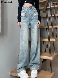 Women's Jeans Frayed Women Japanese Style Solid All-match Fashion Leisure Office Lady Spring Summer 2024 Washed Denim Vintage Elegant
