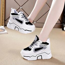 Casual Shoes Ins White High Heel Sneakers Women's Chunky Wedge Girls Pink Platform Tenis Trainers Woman Thick Soled