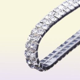 12 pieces Lots 110 Row Silver Bracelets Crystal Rhinestone Elastic Bridal Bangle Bracelet Stretch Whole Wedding Accessories f6388281