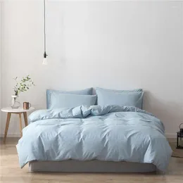 Bedding Sets Soft Set Cotton Linens Duvet Bed Cover Size Solid Bedclothes Washed King Home Color Grey