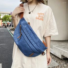Evening Bags Denim Women's Bag Belt Messenger Y2K Eco Korean Shoulder Cross Jeans Chest Pack Canvas Satchel Zipper Sling Pockets
