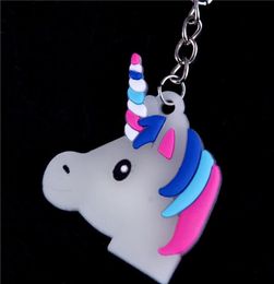 100pcsGlow In Dark Little Fairytale Unicorn Keychain Holder Chaveiro Bag Charm Key Chain Pendant Girl Women Gift Jewellery Llaveros1370926