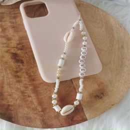 1/2PCS Mobile Phone Lanyard Cellphone Strap Phone Charm Pearl Phone Chain Shell for Cell Phone