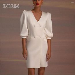 Casual Dresses Half Sleeve Women Suit Dress Double Breasted Formal Daily Wear Women's Prom Gown Blazer Skirt Custom Made