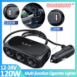 3 Socket Cigarette Lighter Splitter 120W 12V 24V Car Charger Adapter Dual USB LED Car Fast Charger for iPhone iPad Dash cam