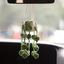 Decorative Figurines 1pc Beautiful Lovely Simulation Plant Pure Hand-crochet Car Mirror Hanging Accessories Pendant Decoration Compact