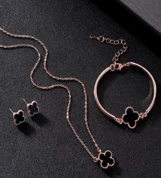2019 new open bracelet with watch fourleaf clasp earrings necklace ring bracelet fourpiece whole1231238996566