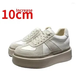 Casual Shoes Europe Invisible Increase 10cm Board For Women Genuine Leather Thick Sole Height Increasing Street Dad's Shoe