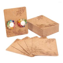 Jewellery Pouches 100pcs Earring Display Cards Rectangle Kraft Paper Tags For Hanging Packaging Supplies 50x40x0.3mm Hole 5.3mm