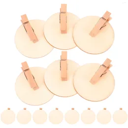 Frames 20 Pcs Round Wood Chip Clip Small Po Chalk Board Multi-function Clamps Memorandum