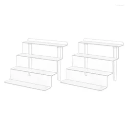 Kitchen Storage Y1UU 2pcs Clear Acrylic Display Risers Rack For Doll Figures Perfumes Shelf Makeup