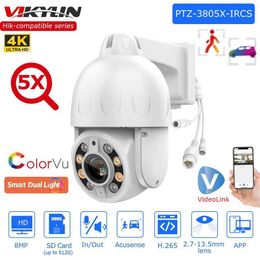 IP Cameras Vikylin Hikvision Compatible 8MP 3inch Dual light 5X Zoom PTZ IP Camera 2-way Human Vehicle Tracking Surveillance Network Camera 240413