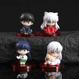 Anime Manga 4pcs/set Anime Inuyasha Figures Sesshoumaru Q Ver. Action Figure PVC Collection Model Toys For Kids Gift 240413