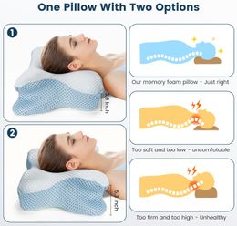 Memory Foam Pillow Butterfly Shape Cervical Support Slow Rebound Neck Pillow Pain Relief Sleep Orthopedic Pillow Bedding