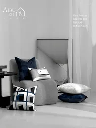 Pillow Luxury Simple Blue White Cover 50x50cm/ Cotton Linen Patchwork Throw Pillows Decoration S For Sofa Home Decor