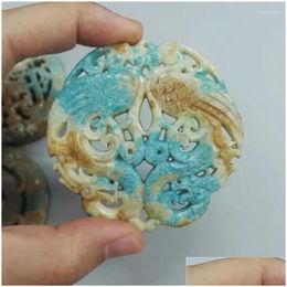 Pendant Necklaces Charms Chinese Ancient Yellow Stone Scpture Carving Art Pattern For Necklace Diy Crafts Jewelry Home Decoration Drop Dhlmb