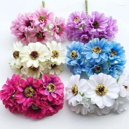 Decorative Flowers 60pcs 4cm Silk Fabric Chrysanthemum Artificial Daisy Flower Bouquets For Garland Hair Corsage Wedding Scrapbooking