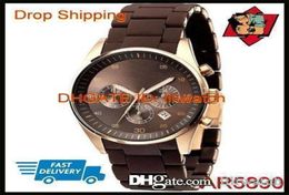 100 ORIGINAL JAPAN MOVEMENT DROP New Brown Rose Gold Watch Rubber CHRONOGRAPH SPORT LOVERS WATCH AR5890 AR58915294522