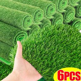 Decorative Flowers 1/6PCS Artificial Lawns Simulation Moss Mat Fake Green Carpet DIY Micro Landscape Decorations Outdoor Garden Decor