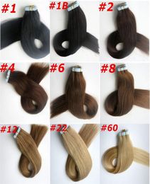 100g 40pcs Glue Skin Weft Tape in Hair Extensions 18 20 22 24inch Brazilian Indian Human Hair Extensions7697580