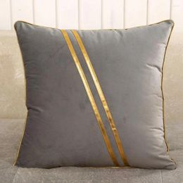 Pillow Room Pillowcase Breathable Decorative Throw Case Golden Striped Square Shape For Sofa Decor Housewarming Gift Home