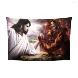 Tapestries God Christ Jesus Tapestry Aesthetic Wall Art Hanging Room Decor Home Decoration Large Fabric Cloth Bedroom LivingRoom